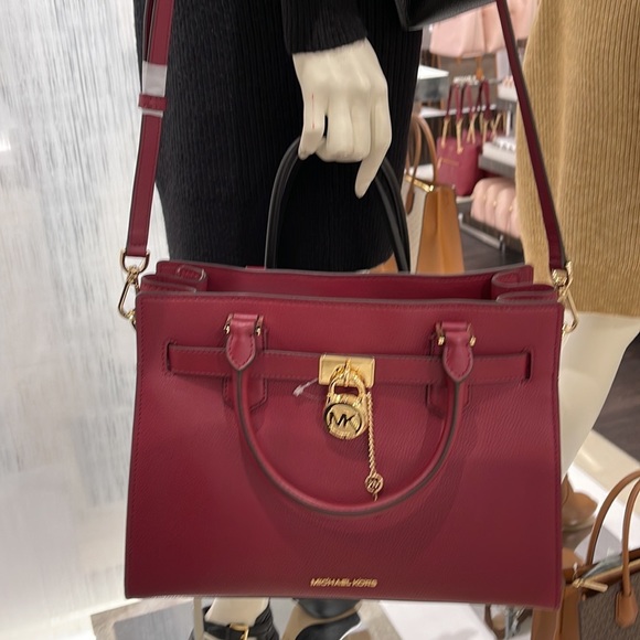MICHAEL KORS HAMILTON MEDIUM SATCHEL DARK CHERRY COLOR - Picture 16 of 16